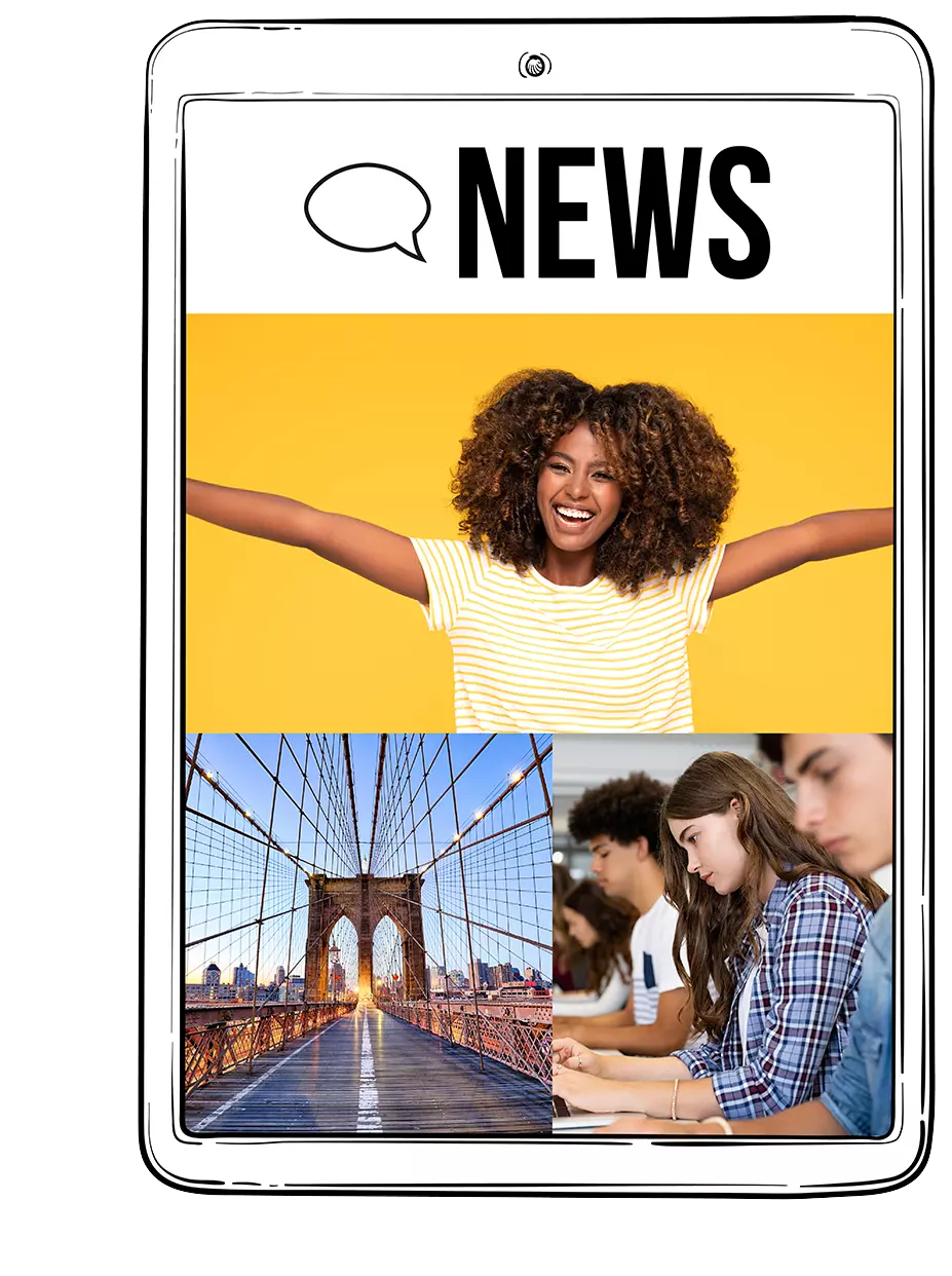 tablet with newsletter for international students